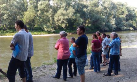 Sprejem udeležencev XII. mednarodnega spusta murskih ladij -Mura 2014, na Gibini 5